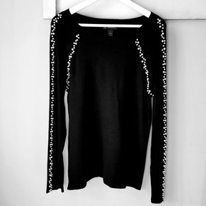 INC black sweater with pearl trim